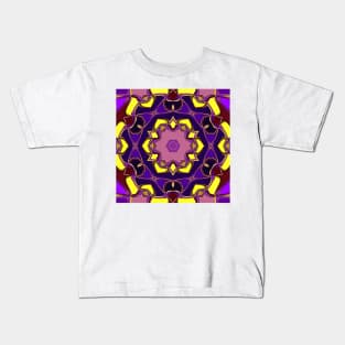 Cartoon Mandala Flower Purple and Yellow Kids T-Shirt